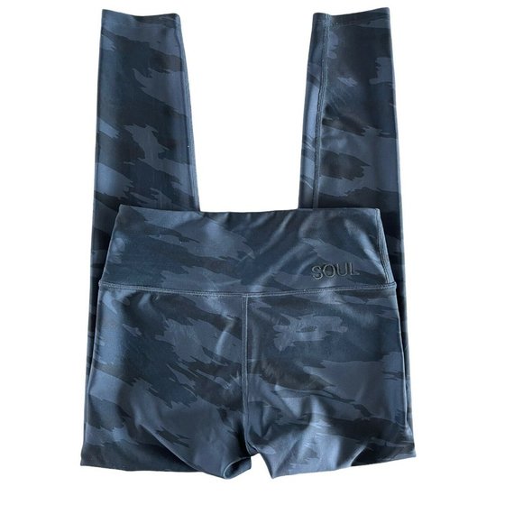 Soul by SoulCycle Camo Printed Leggings Blue‎ High Waist Logo Size S MSRP $88 - Picture 5 of 9